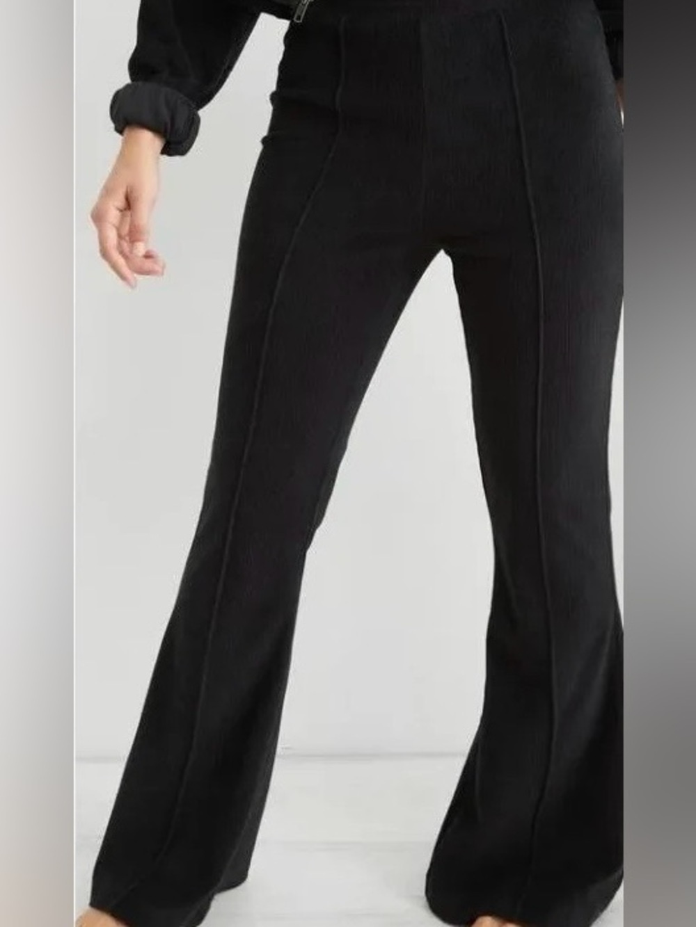Aerie Black Corduroy Style Flare Leggings Size M